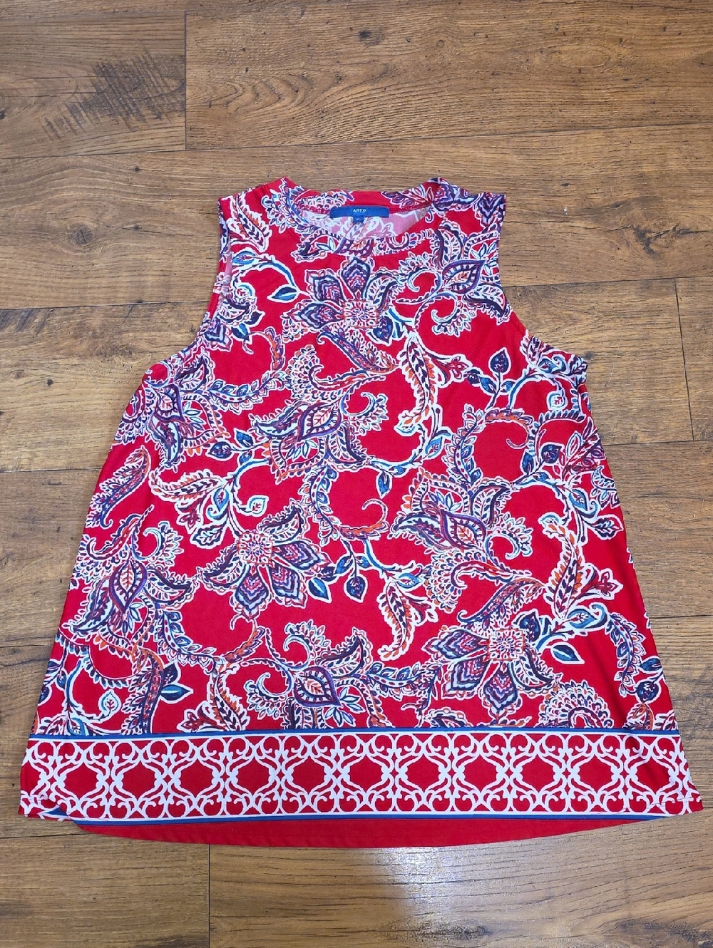 Apt. 9 Red Paisley Border-Trim Tank Top